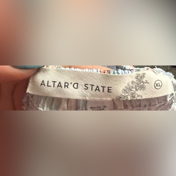 Altar'd State Floral Blue Ruffled Tiered Sundress with Bishop Sleeves XL - Picture 3 of 3